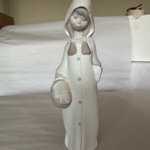 Lladro Cream and Tan Hooded Girl Sculpture